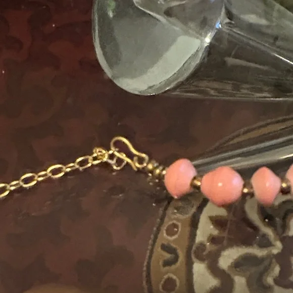 Peach Colored Beaded Paper Necklace Vintage - Picture 10 of 10